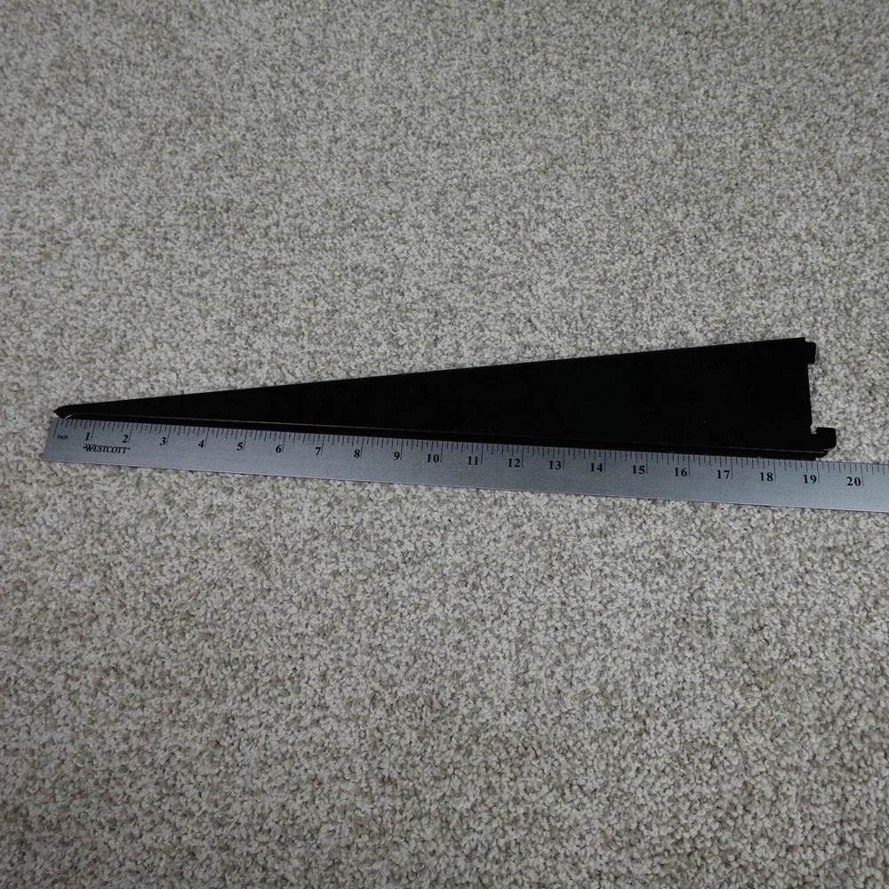 Black Metal 18.5 Inch Slotted Wall Shelf Bracket Tapered Support Dual Trak‎